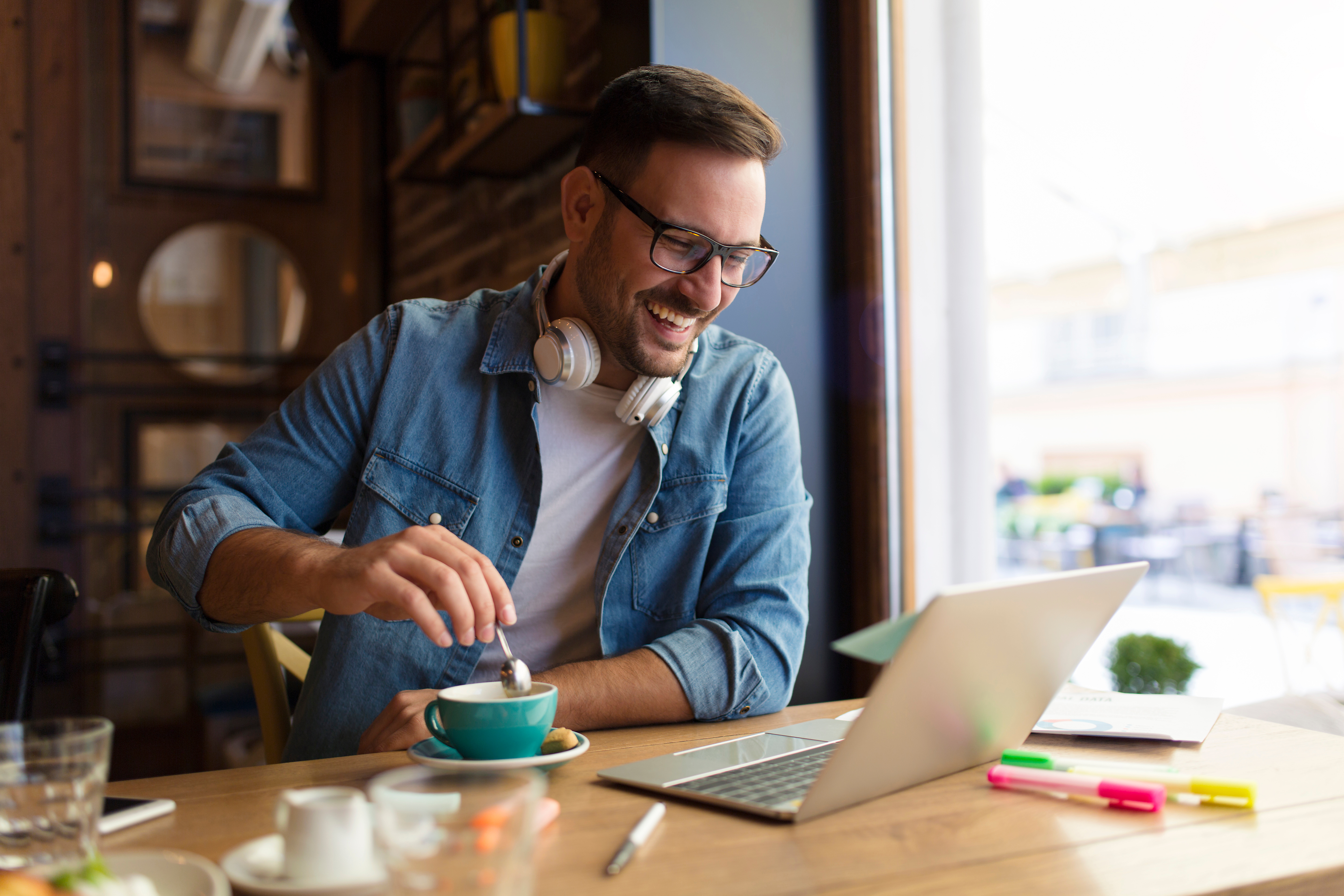 Freelancer at the coffee shop Best Tech Companies to Work for