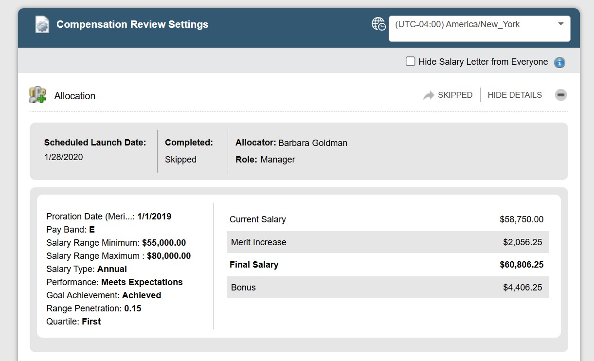Compensation allocation
