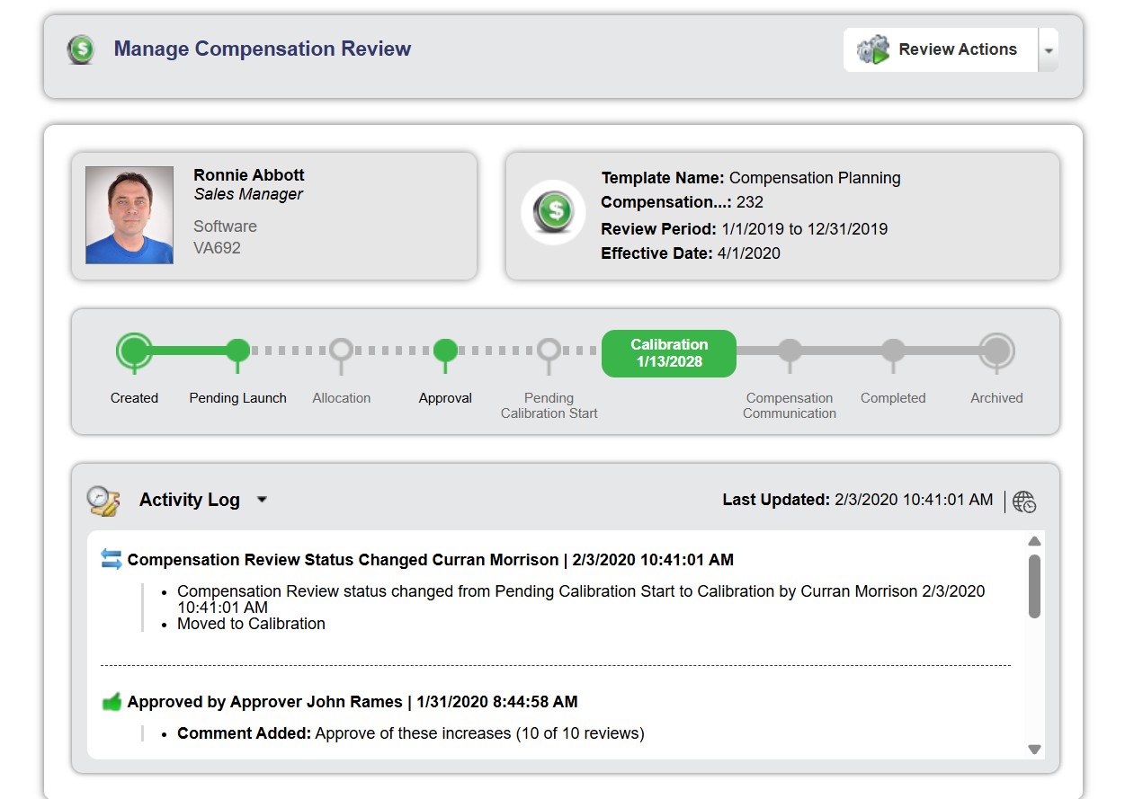 Compensation review summary