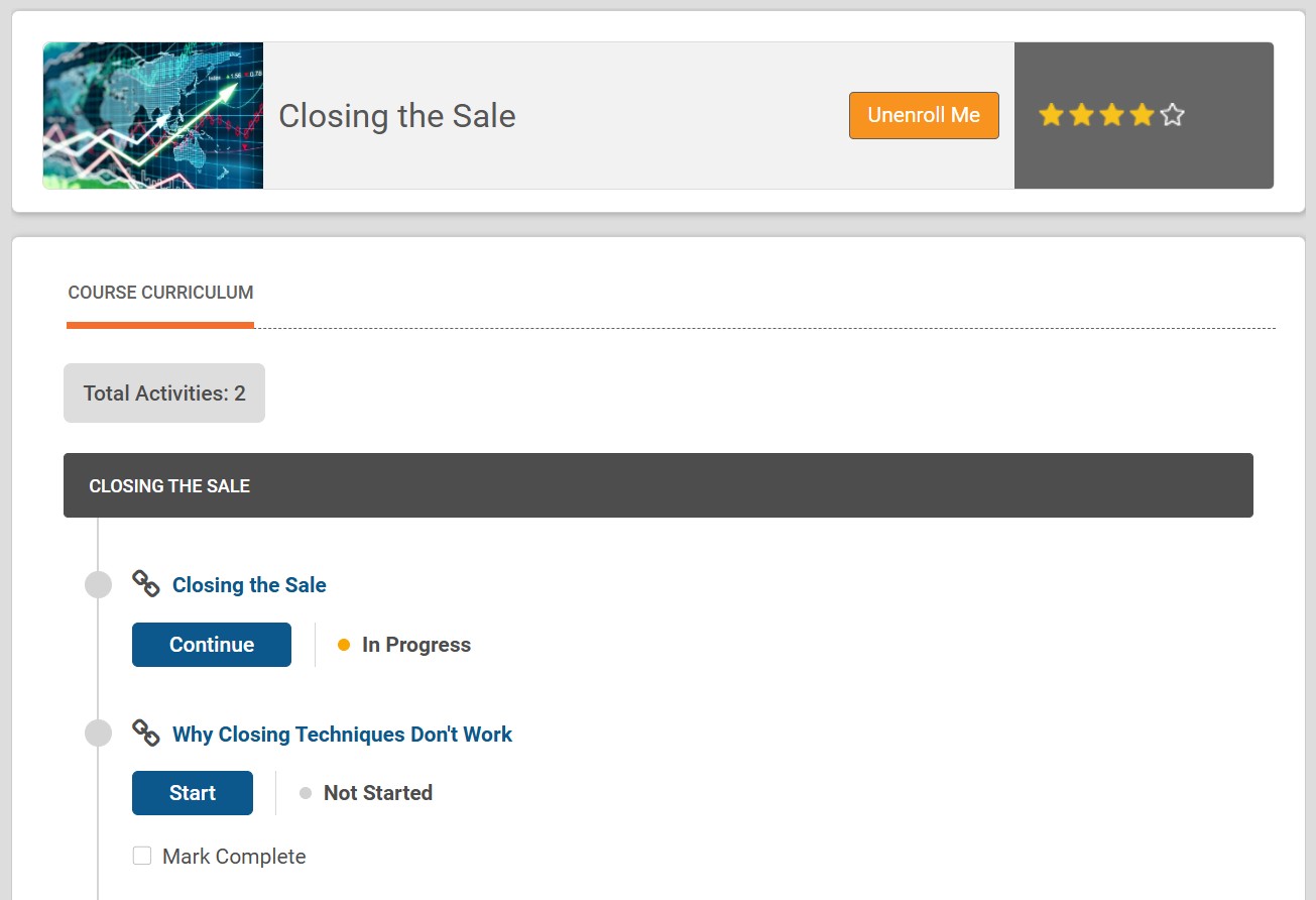 Learning course page
